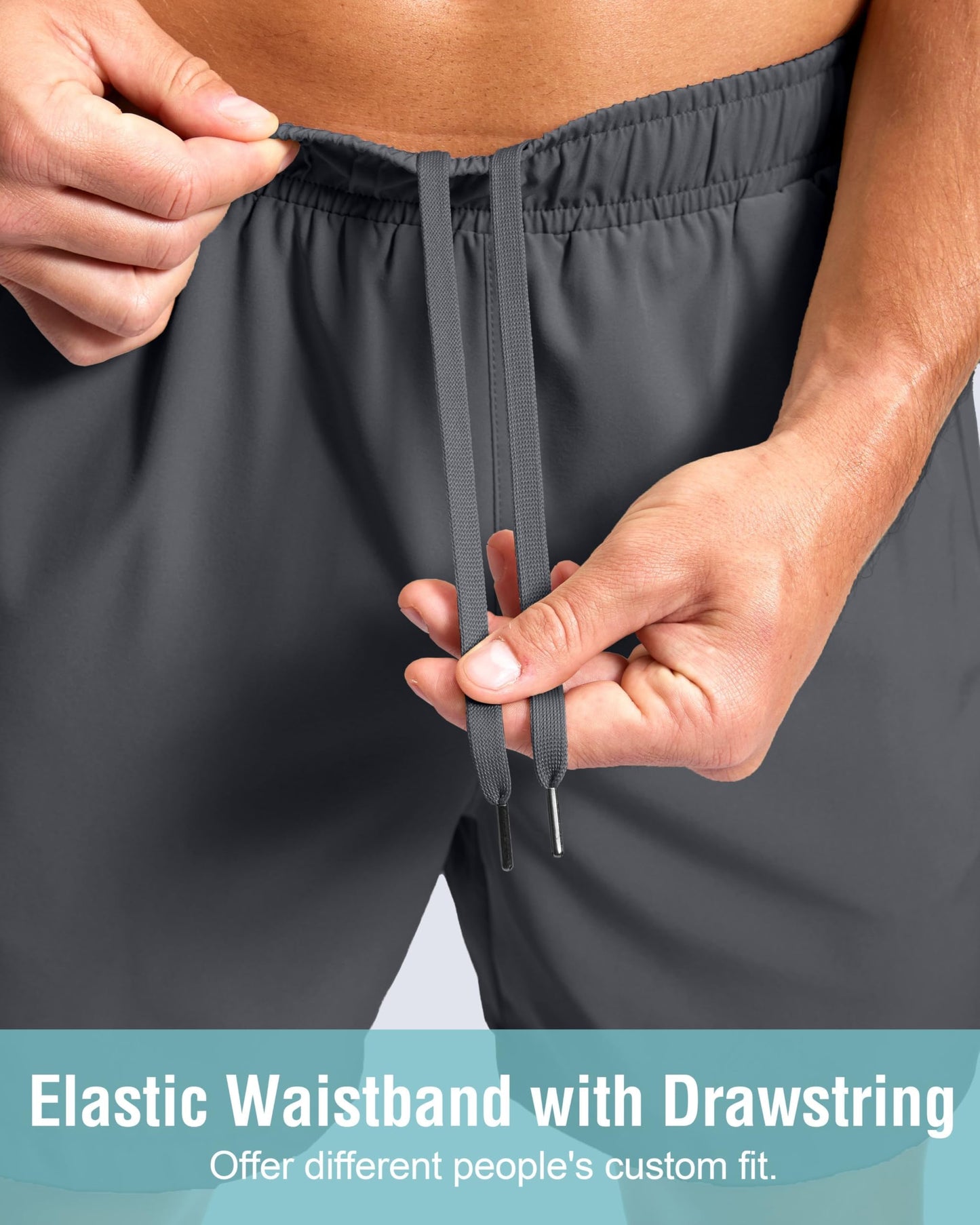 G Gradual Men's Athletic Running Shorts with Zipper Pockets Quick Dry 7"/ 5"/ 9" Workout Gym Shorts for Basketball Hiking(Dark Grey,5S)