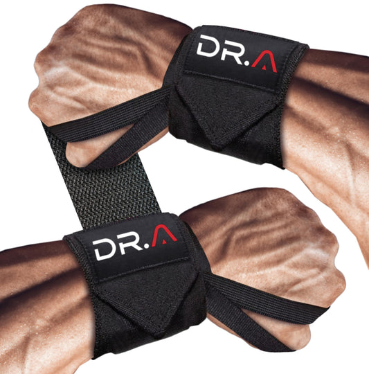 Doctor-Developed Gym Wrist Wraps/Lifting Wrist Straps for Weightlifting, Heavy Duty Gym Straps With Thumb Loops, Wrist Wraps for Working Out & Protection, Weight Lifting Wrist Wraps For Men & Women (Black)