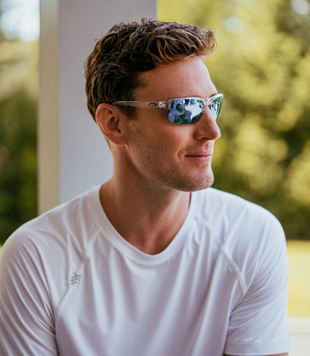 Revo Sunglasses Crux N: Polarized Lens Filters UV, Semi-Rimless Rectangle Wrap Frame
