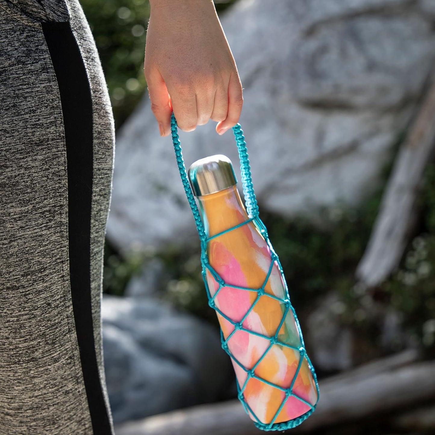 HydroNet Handle - Compatible with S'well, Simple Modern, Mira, Manna Stainless Steel Water Bottles — Available in 9 oz, 17 oz, 25 oz (Turquoise, 17 oz)