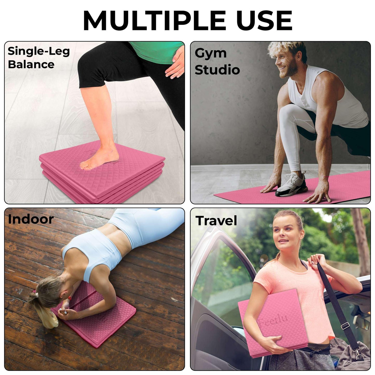 Feetlu Foldable Yoga Mat, 6mm Thick, Lightweight, Anti-Slip, and Easy to Store – Perfect for Travel, Yoga, Pilates, Home Workouts, and Floor Exercises