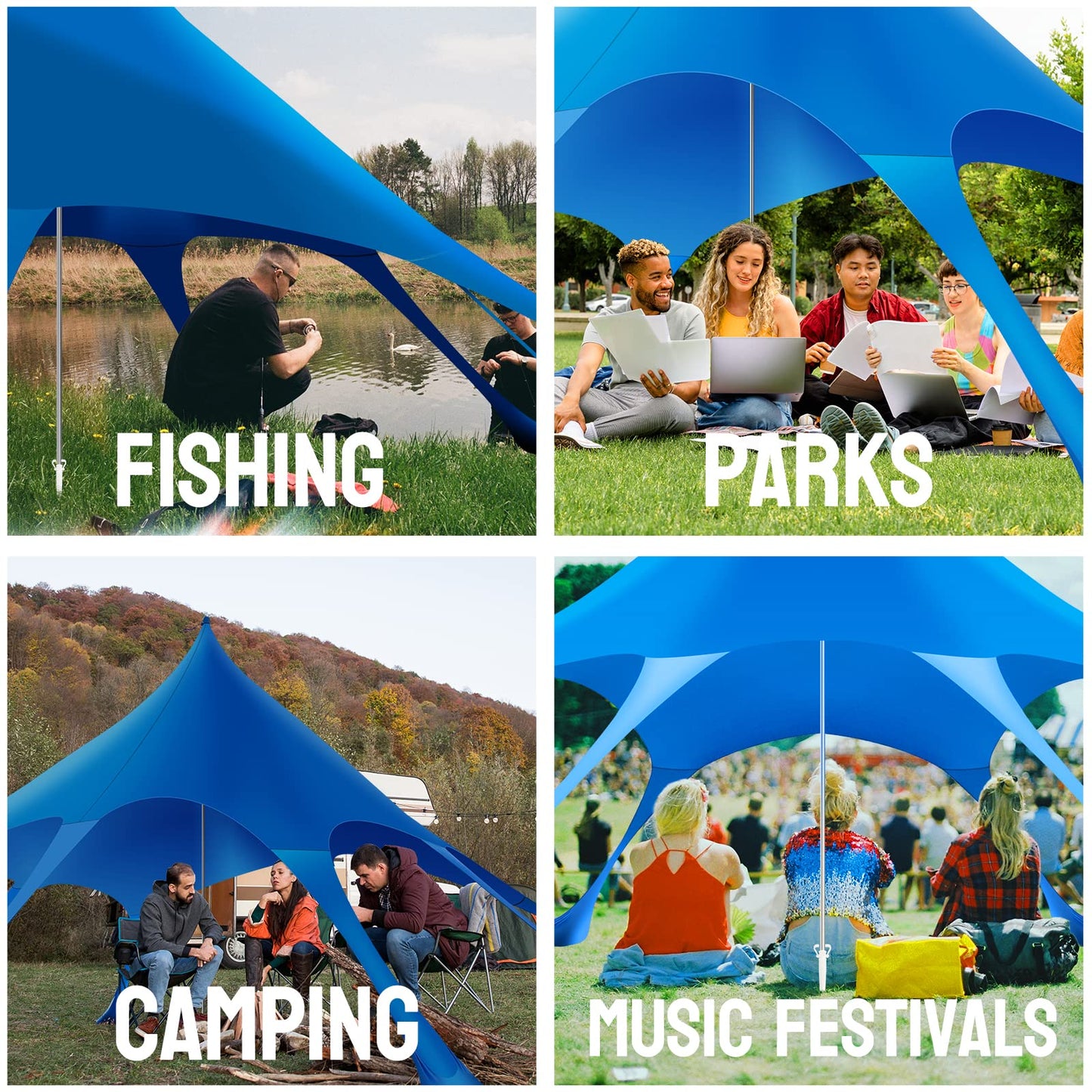 Watato Beach Tent Canopy Pop Up Shade Sun Shelter 10x10ft Portable Family Sunshade UPF50+ with 8 Sandbags-2 Sand Shovel-Easy Foldable Pole-Pole Anchor-Ground Pegs-Carrying Bag for Outdoor Camping