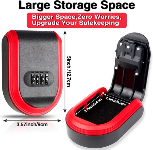 Magnetic Key Box for Under Car with 5 Strong Magnets, Hide a Key Outside with Resettable Combination Lock Box, Waterproof Magnetic Key Holder for Outdoor, Vehicle, Home, or Office Use (1, Black)