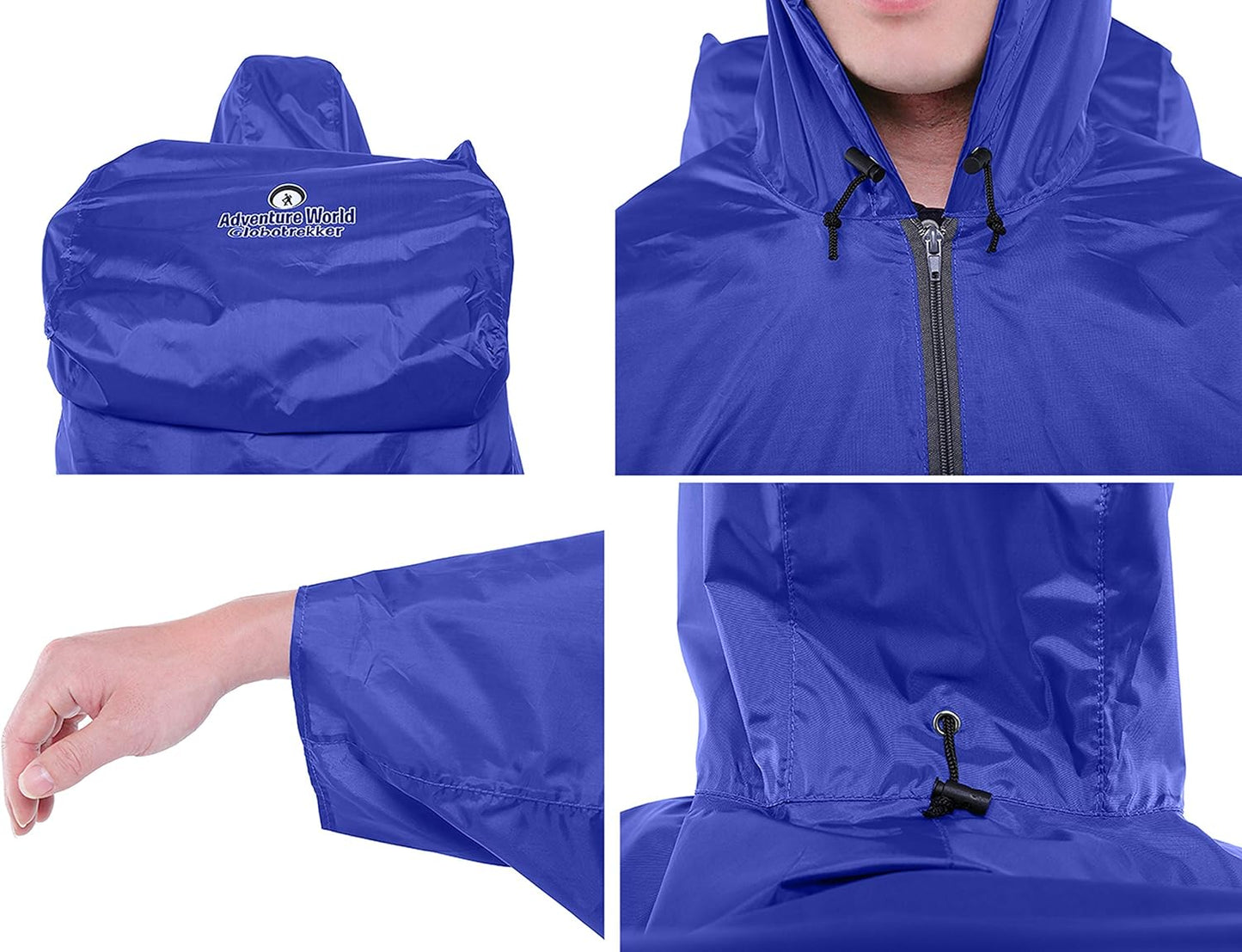 Adventure World Globotrekker Backpack Poncho Lightweight Waterproof Rain Poncho for Hiking, Camping, Travel & Outdoor Use