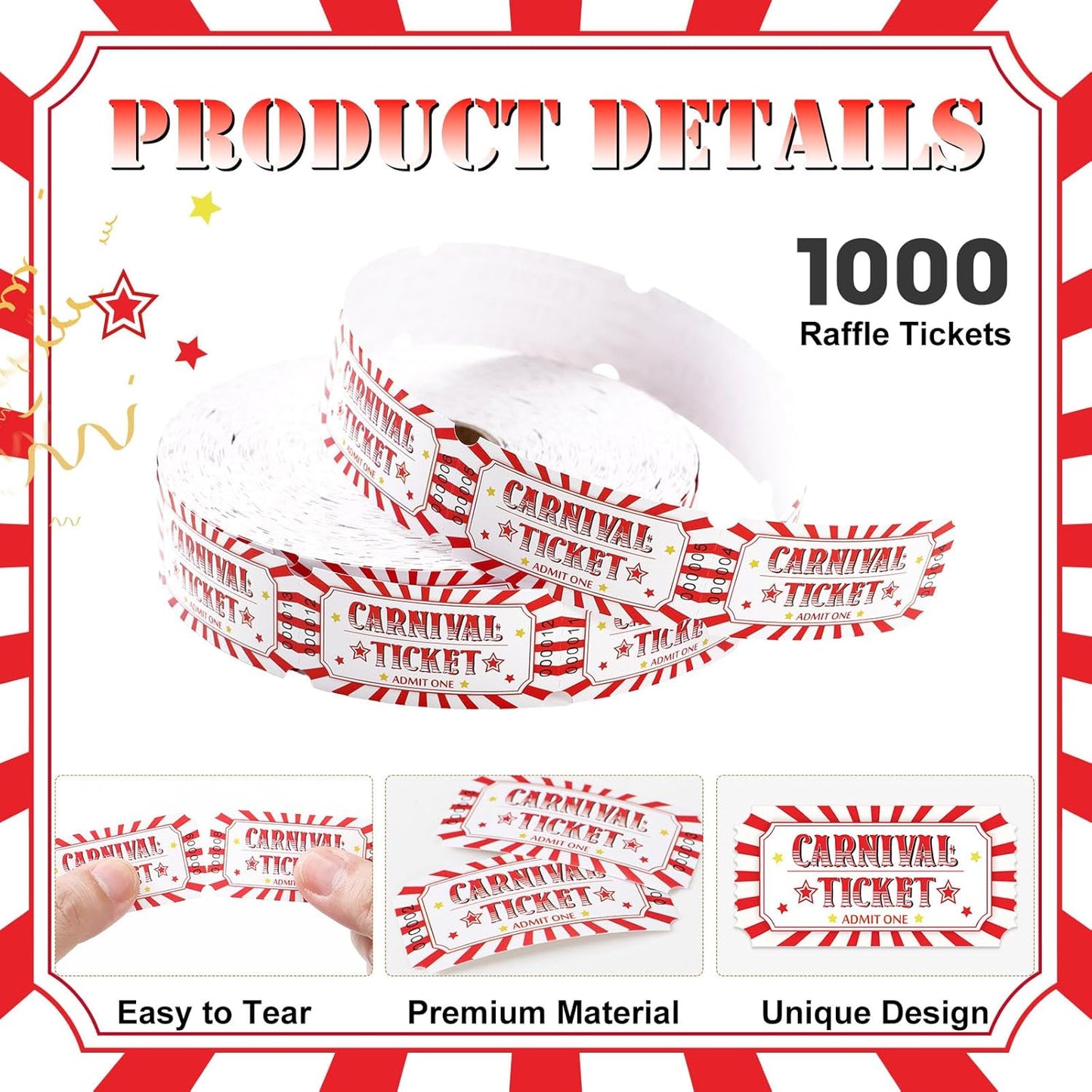 1000 Pcs Drink Ticket Single Raffle Tickets Roll Cocktail Design Free Drink Ticket for Events Wedding Work Formal Parties Leisure Class Reward