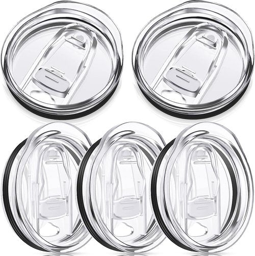 20 oz Skinny Replacement Lids Tumbler Replacement Lids Plastic Splash Resistant Covers Spill Proof Skinny Cup Covers for Mouth Cooler Cup (Clear, 5 Pack)