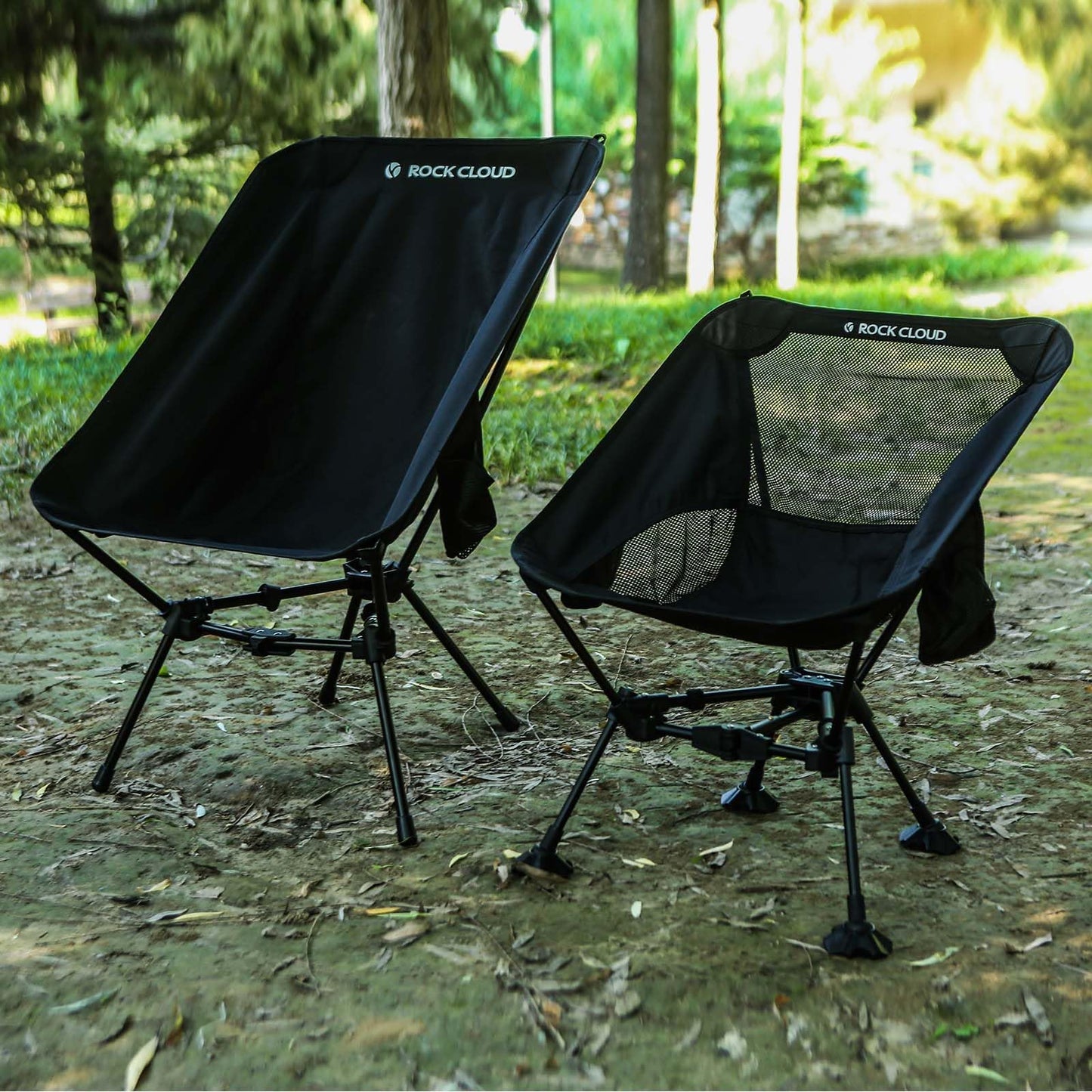 ROCK CLOUD Lightweight Portable Camping Chair Ultralight Folding Chairs Large-Size Outdoor for Camp Hiking Backpacking Lawn Beach Sports, Black-Large