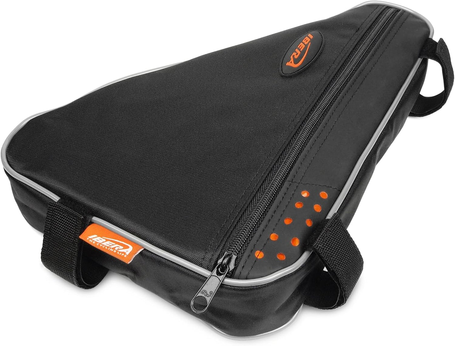 Ibera Bike Frame Bag - Slim Pouch Zipper Compartment & Velcro Mount - Water-Resistant, Fits Most Bikes - Holding Tools Snacks