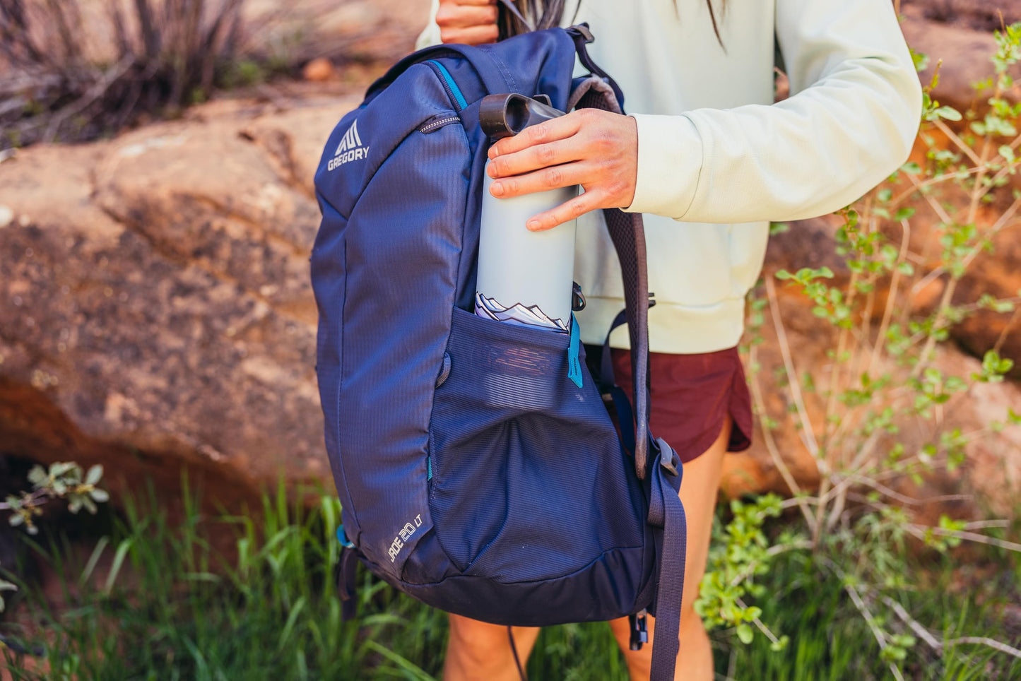 Gregory Jade 20L Women's Day Hiking Backpack, Ventilated Backpanel, Built-In Hydration Attachment for Bladder (Reservoir Not Included), One Size Fits All, Ruby Red
