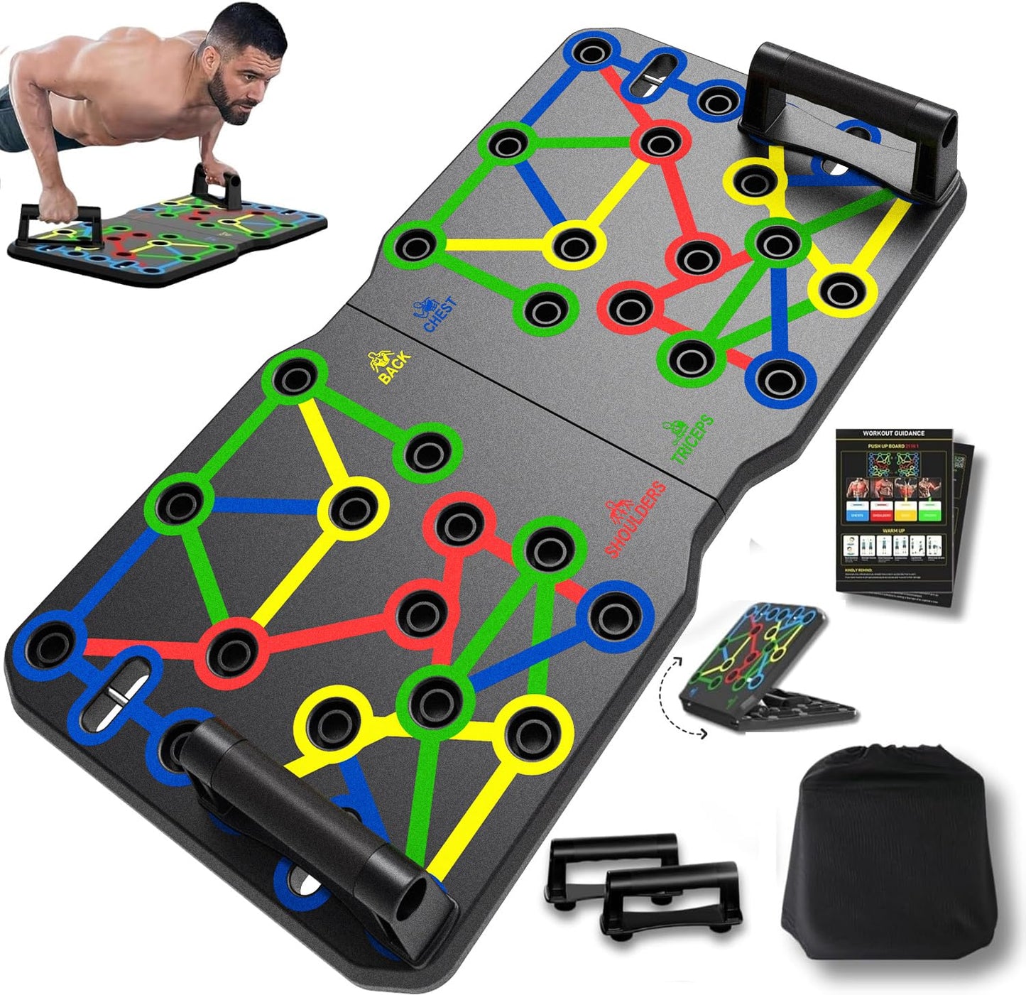 AERLANG Exral Large Push Up Board, Portable 30 in 2 Multi-functional Pushup Board for Strength Training, Workout Equipment for Push Up, Fat Burning Push Up Bar for Home Gym, Perfect Chest Workout Set for Men & Women