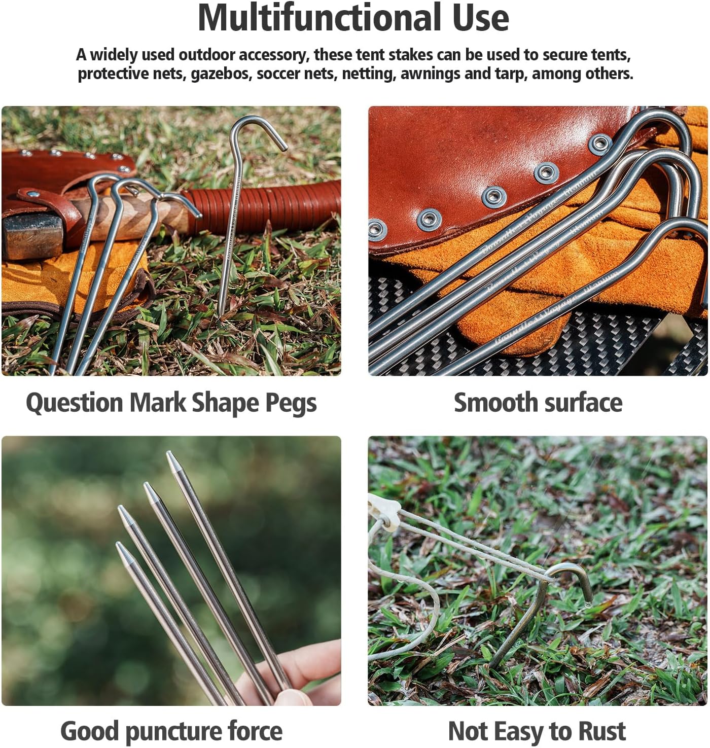 iBasingo Titanium Alloy Pegs Camping Tent Pegs Portable Elbow Grass Nail Tent Hardware