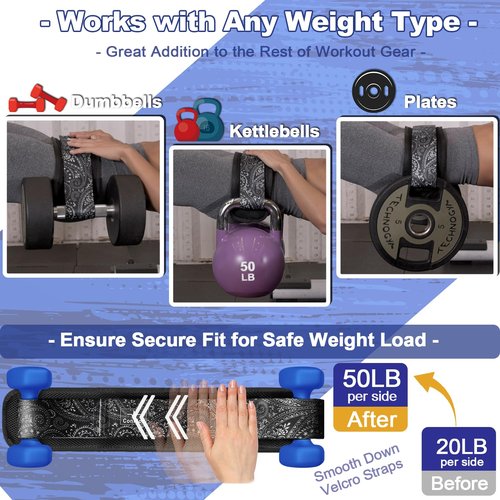 Coniflor Hip Thrust Belt with 3 Fabric Resistance Bands - Adjustable Fitness Belt for Dumbbells, Kettlebells, Plates - Support Up to 100 lbs - Upgrade Slip-Resistant Pad for Glute Workouts at Home Gym