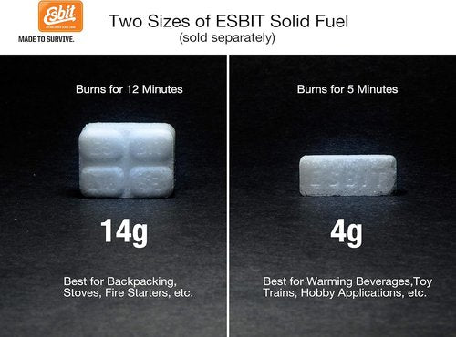 Esbit 4g Solid Fuel Tablets for Backpacking & Camping Stoves & Grills, 1300-Degree Smokeless Emergency Fire Starter Squares, 60 Pack