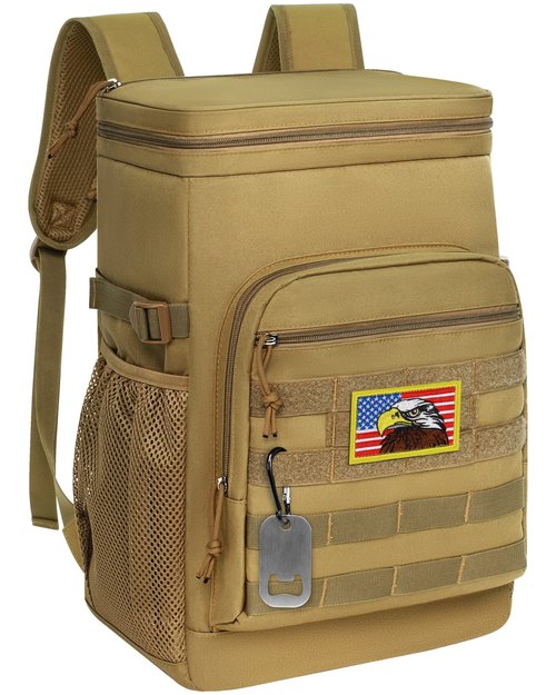 TACTICISM Backpack Cooler 25L - Tactical Lunch Backpack for Men Work - Molle Soft Cooler Backpack Insulated Waterproof Leak Proof as Gift for Hiking Picnic Beach Accessories, Brown-2-TBF001