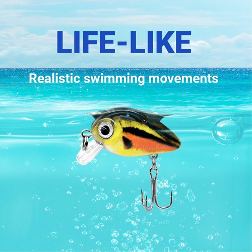 SHINETAO 5PCS Micro Crankbait Fishing Lures for Bass Trout Topwater Lures Kit Slow Sinking Sturdy Vib Set for Fishing Lovers Pocket Mini Lure Fishing Tackle Kits for Children