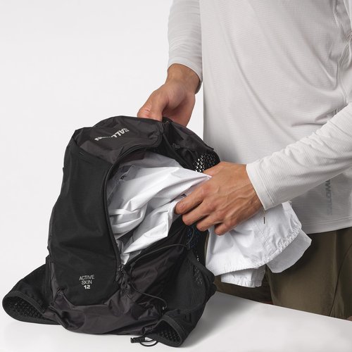 Salomon Unisex Active Skin 12, Hydration & Storage Vest with 500ml Flasks Included - Black / Metal - L