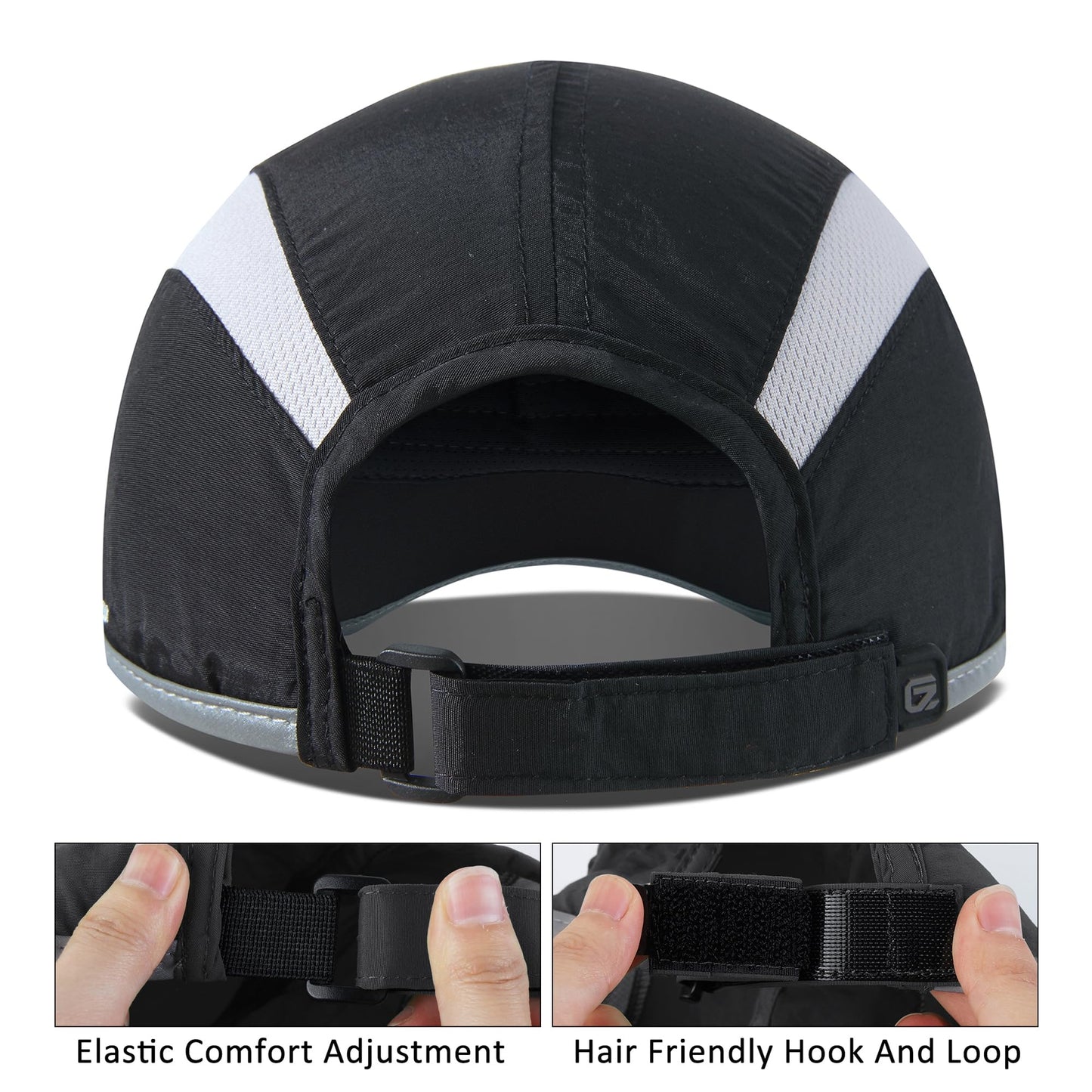 GADIEMKENSD 2 Pack Foldable Sports Sun Hat Men Women UV Protection Baseball Cap Reflective Runner Hat Quick Drying Summer Hiking Hat Black Army Green