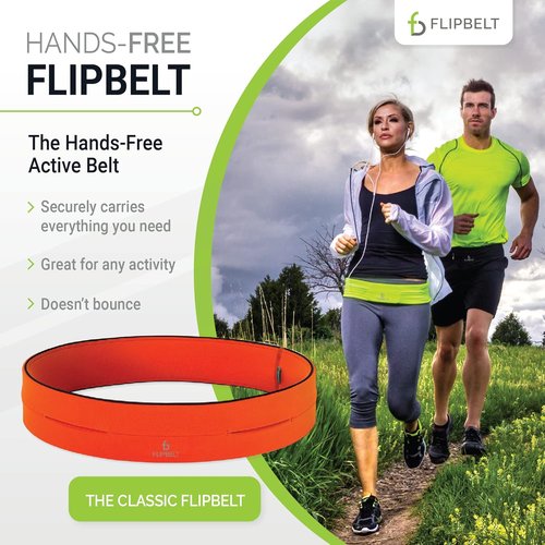 FlipBelt Classic Running Belt - Adjustable Fanny Pack for Men & Women, USA Made