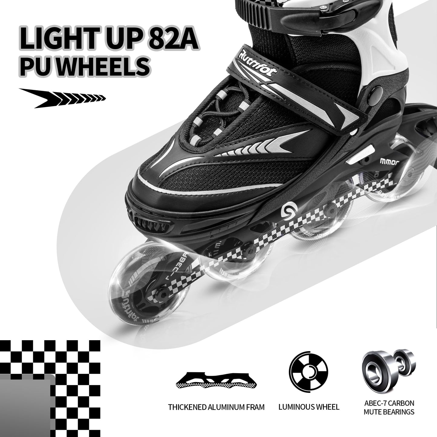 Ruthfot Adjustable Inline Skates for Boys and Girls with Full Light Up Wheels, Outdoor Rollerskates for Kids and Women