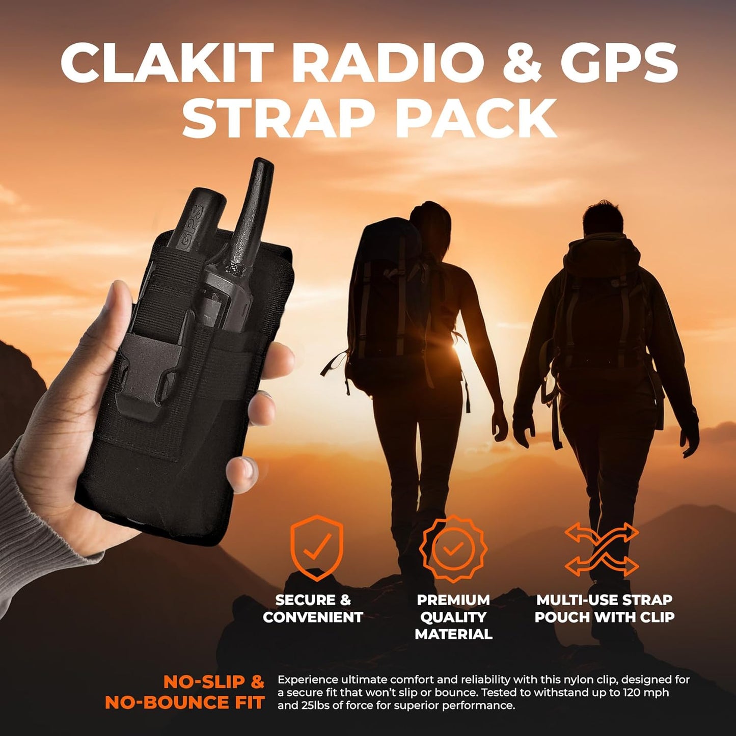 StrapPack Clip-On Pouch for Radio & GPS, Backpack Attachment for Hunters, First Responders, Public Safety, Hikers and Travelers