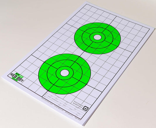 USA Made Red Dot Optics Two 6" Bullseyes Sight in Grids by EZ2C Paper Targets for Range High Visibility Firearms Rifles Target 11"x17" Tear-Off pad of25