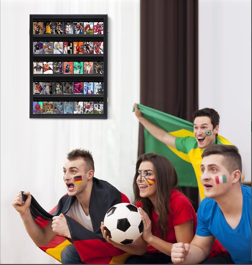 Nice C Baseball Card Display Case, Sports Card Holder, Graded Sports Card Display Case, Trading Card Display Case, 98% UV Protection, 35 Cards, Lockable (Vertical 3 Pack)