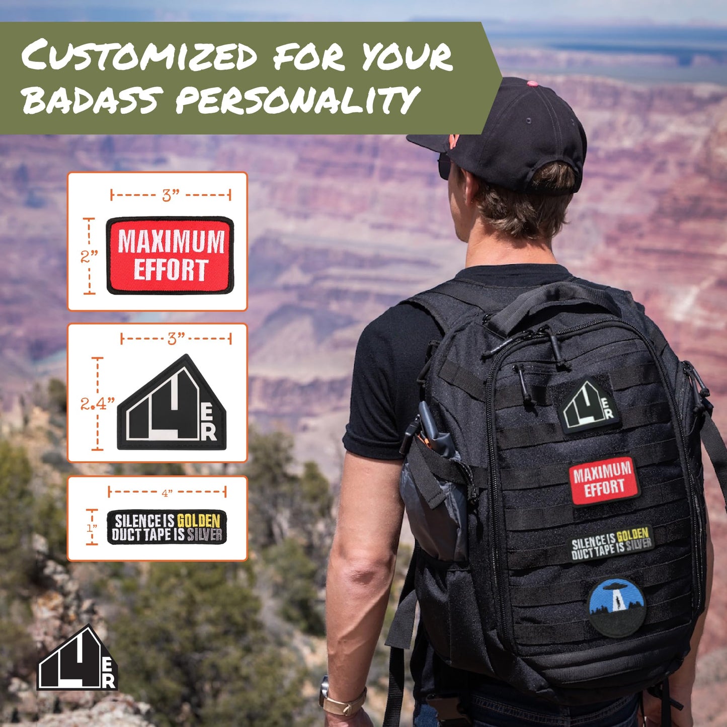 14er Tactical Morale Patches | Funny Military Hook & Loop Embroidered Patches for Backpacks, Collar and Vests (20-Pack)