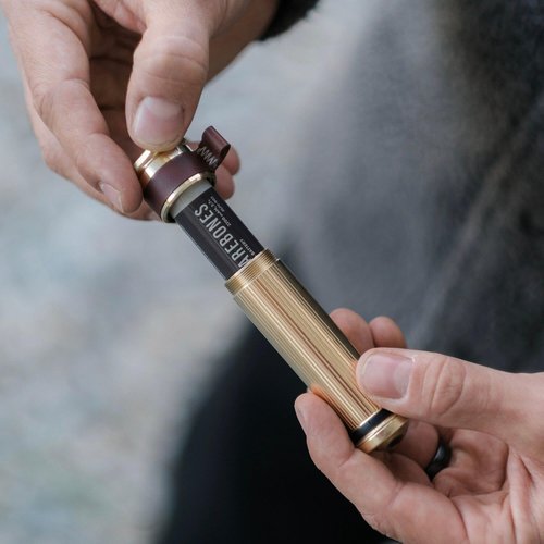 Barebones Mini Flashlight - Brass, Vintage-Style Rechargeable Flashlight with Adjustable Brightness, Magnetic Base, and Candle Flicker Mode – Compact Travel and Camping Light