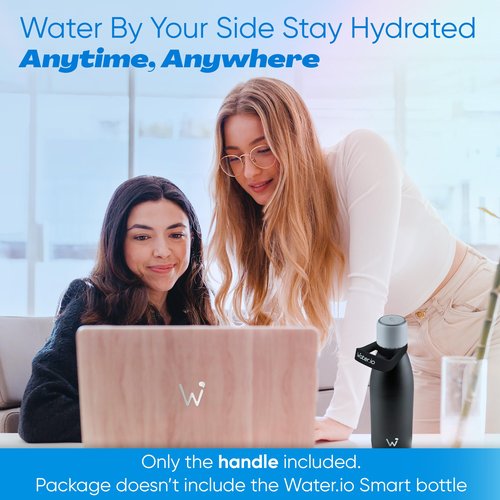 WATER.IO Smart Water Bottle Carrier Handle - Durable Bottle Handle with Innovative Design, Flexible Grip, and Easy Installation. Lightweight BPA/BPS Free Silicone for Comfortable Carrying (Black)