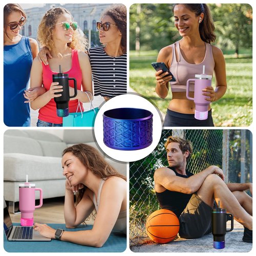 UBEEKOO Silicone Boot for Stanley Quencher 40 oz & IceFlow 30 oz Tumbler, for Stanley Black Chroma, Cup Sleeve Boot with Chameleon Gradient Surface for Stanley Accessories,Blue