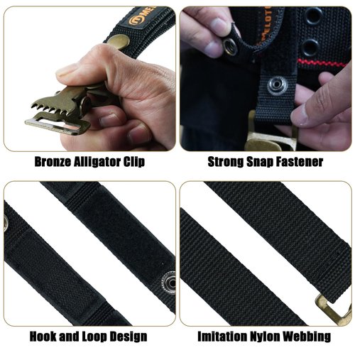 MELOTOUGH Tactical Glove Clips for Work Glove Holder Strap with Metal Alligator Clip for Construction (Black 2pcs)