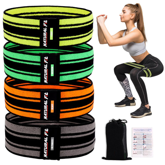 Resistance Bands, Exercise Workout Bands for Legs and Butt, Fabric 6 Set of Stretch Bands for Women and Men, Exercise Loop Bands Yoga, Pilates, Rehab (Yellow,Green,Orange,Grey)