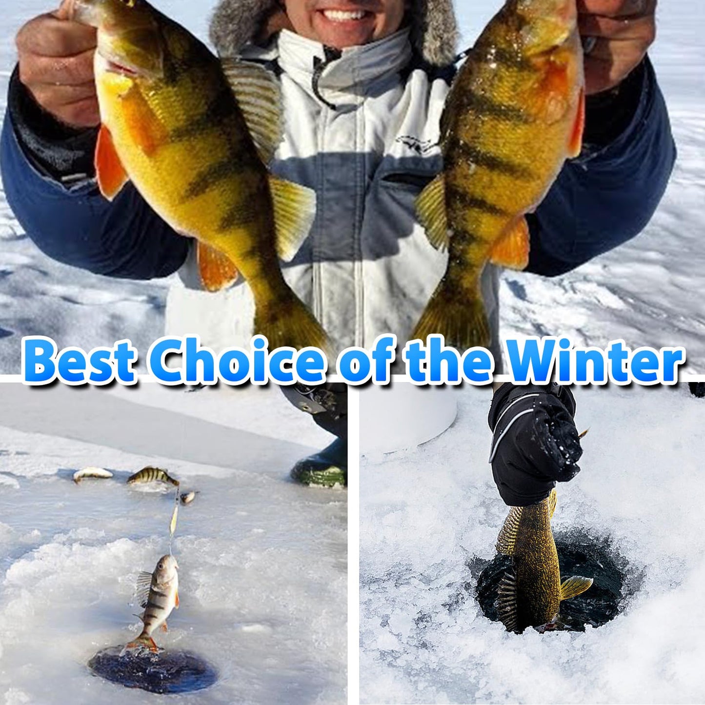 FishTrip Ice Fishing Jigs Kit, 30Pcs Glow Ice Fishing Lure Set for Winter Ice Jigging Crappie Sunfish Perch Panfish Walleye Pike Jigs, Ice Fishing Gear with Storage Box