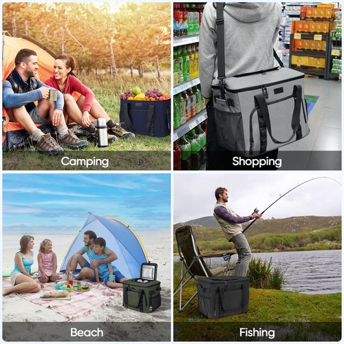BALEINE Extra Large Soft Cooler Bag, Portable Leakproof Cooler, 40/60 Cans Volume for Beach, Camping, Kayaking, Travel, and Road Trips (9.5 Gallon, Teal-Black)