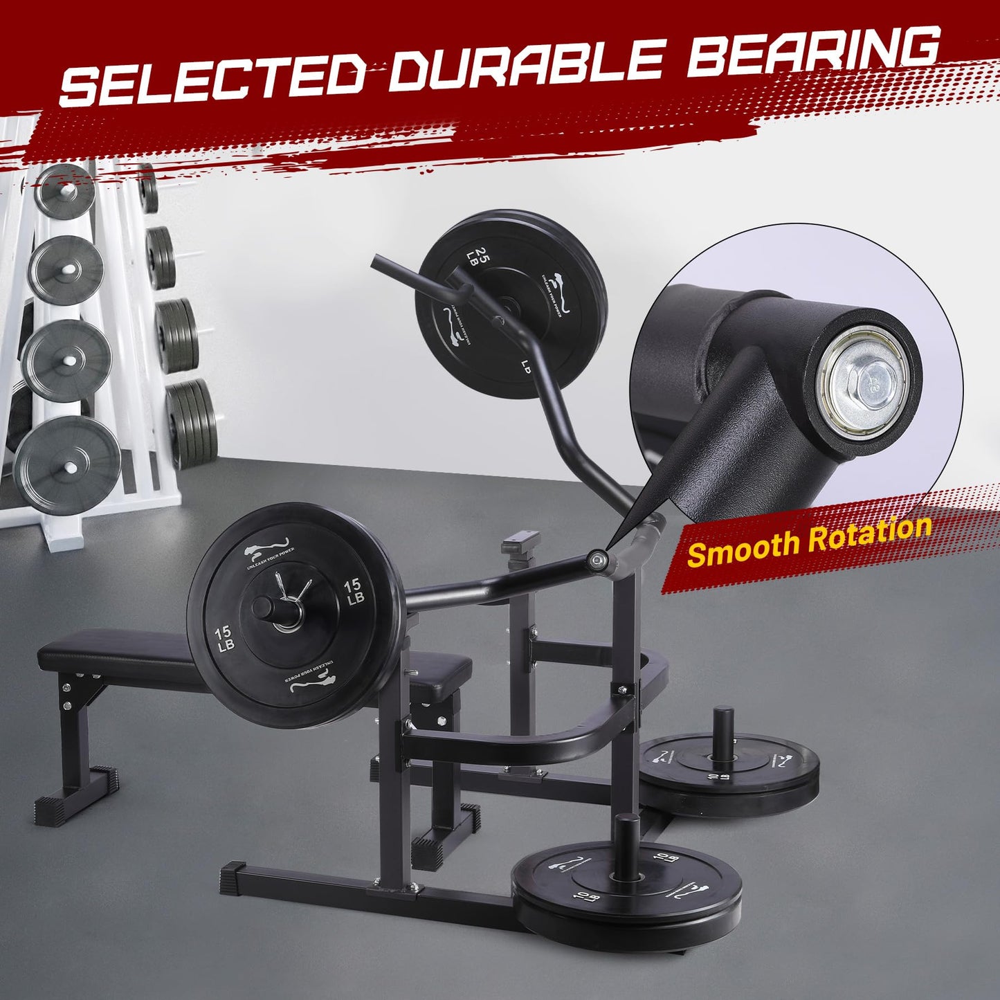 GarveeLife Chest Press Machine With Adjustable Flat Bench,Versatile Bench Press Rack for Home Gym,Bench Press Machine With Independent Converging Arms,Heavy-Duty Steel Structure With Smooth Bearings