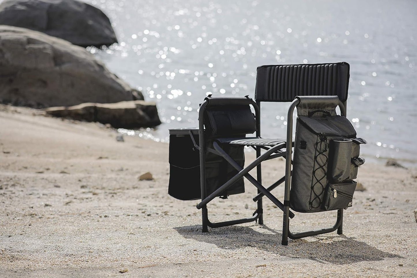 ONIVA - a Picnic Time Brand Fusion Original Design Outdoor Folding Chair, Gray with Black Frame , 33 x 7 x 21