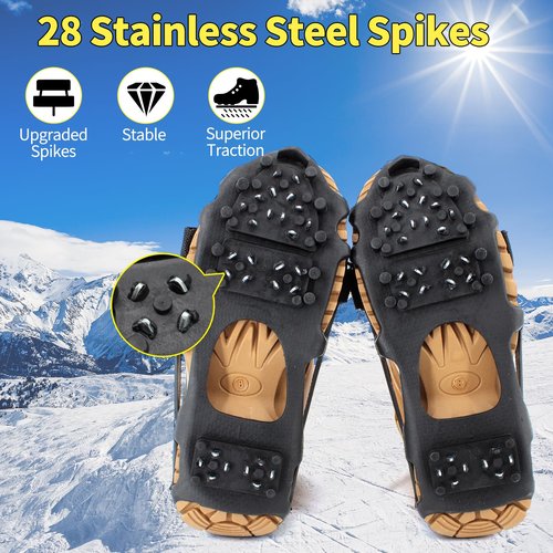Xproutdoor Ice Cleats Snow Grips, Crampons Anti-Slip Traction Lightweight Portable for Walking on Snow & Ice, Easy Step-in for Shoes/Boots