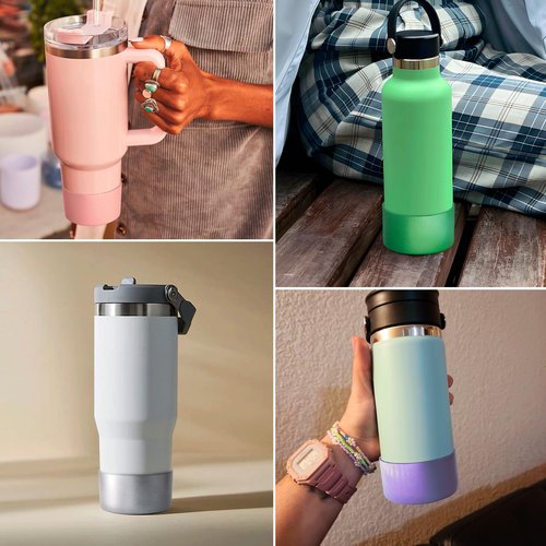 Diumepo Silicone Boot for Stanley 40 oz Tumbler- Matte Luster Protective Silicone Sleeve Fit for Hydroflask Water Bottle 12 oz -24 oz, Glitter Anti-Slip Bottom Sleeve Cover, BPA (Green)