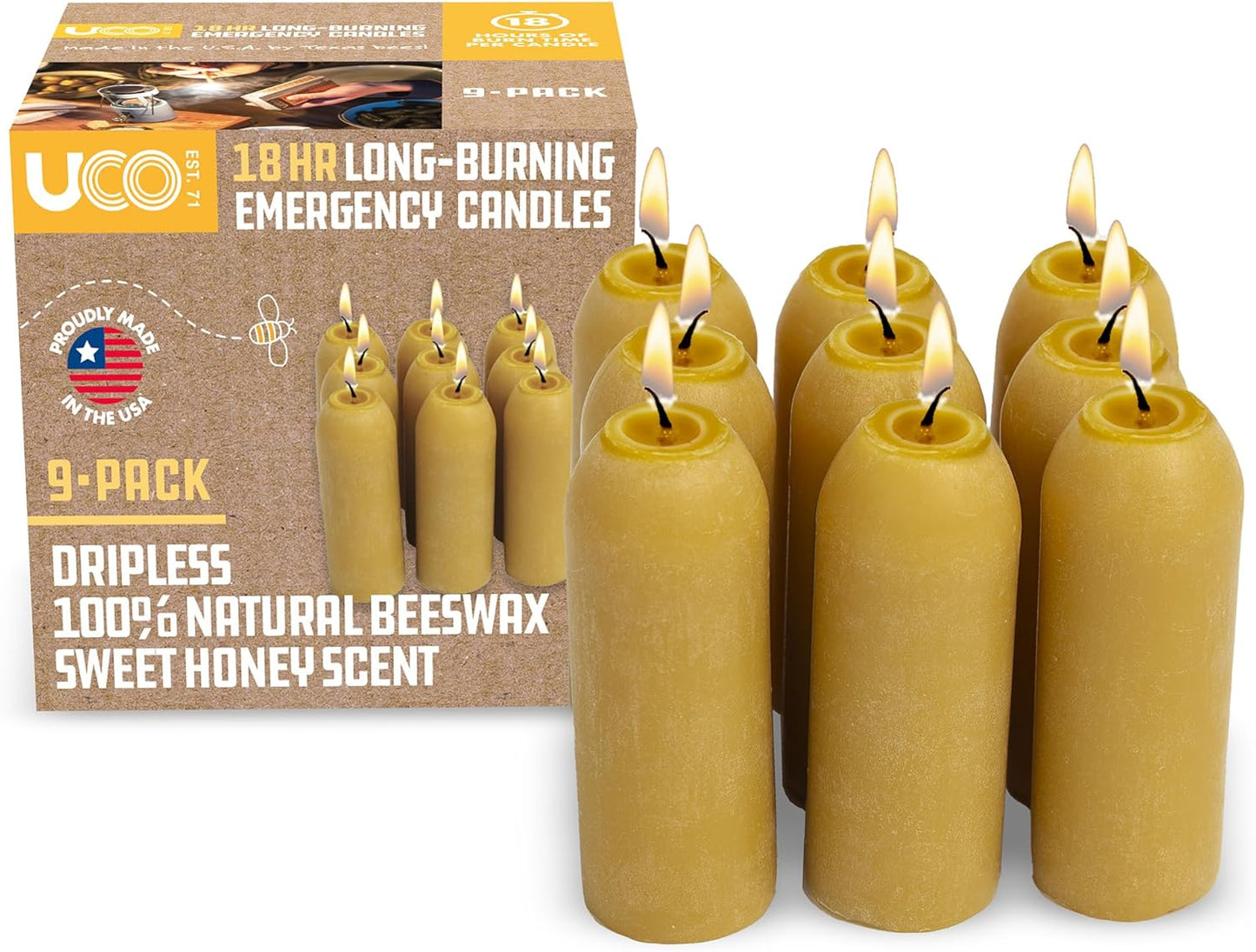 UCO 12-Hour Beeswax Candles for Lanterns | Long-Burning & Made in USA