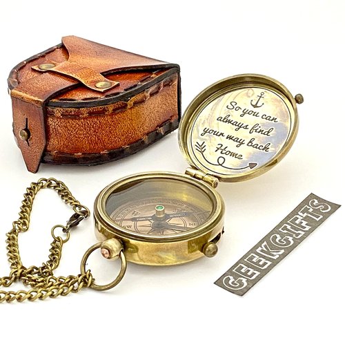 Brass Compass - So You can Always find Your Way Back Home - Engraved Compass - Personalized Compass Gift for him/her