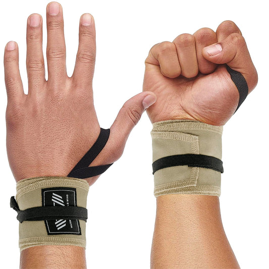 WARM BODY COLD MIND - Premium Cotton Weight Lifting Wrist Wraps for Cross Training, Powerlifting, Deadlift, Weightlifting, Gym, Wrist Straps, Workout, Fitness, Heavy-Duty Support with Thumb Loop