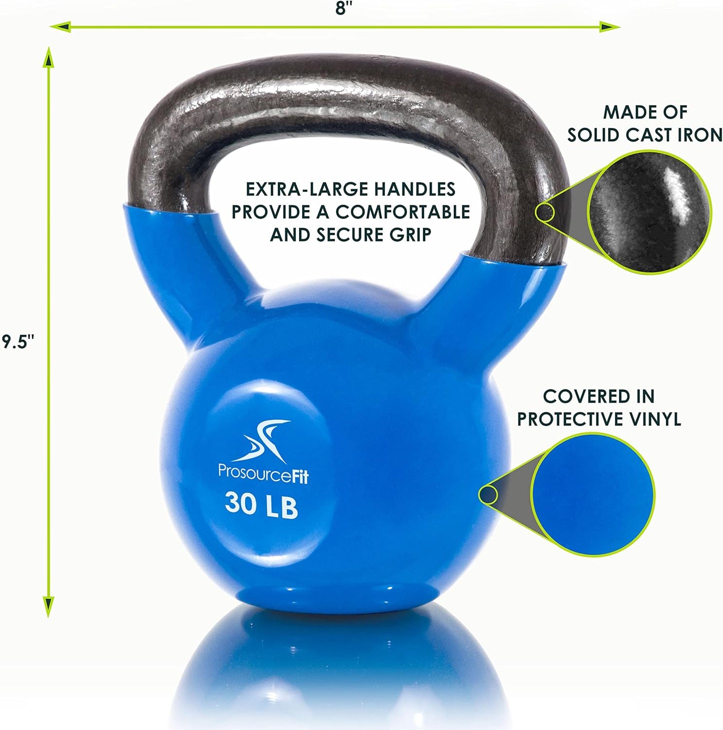 ProsourceFit Vinyl Coated Cast Iron Kettlebells for Full Body Fitness Workouts