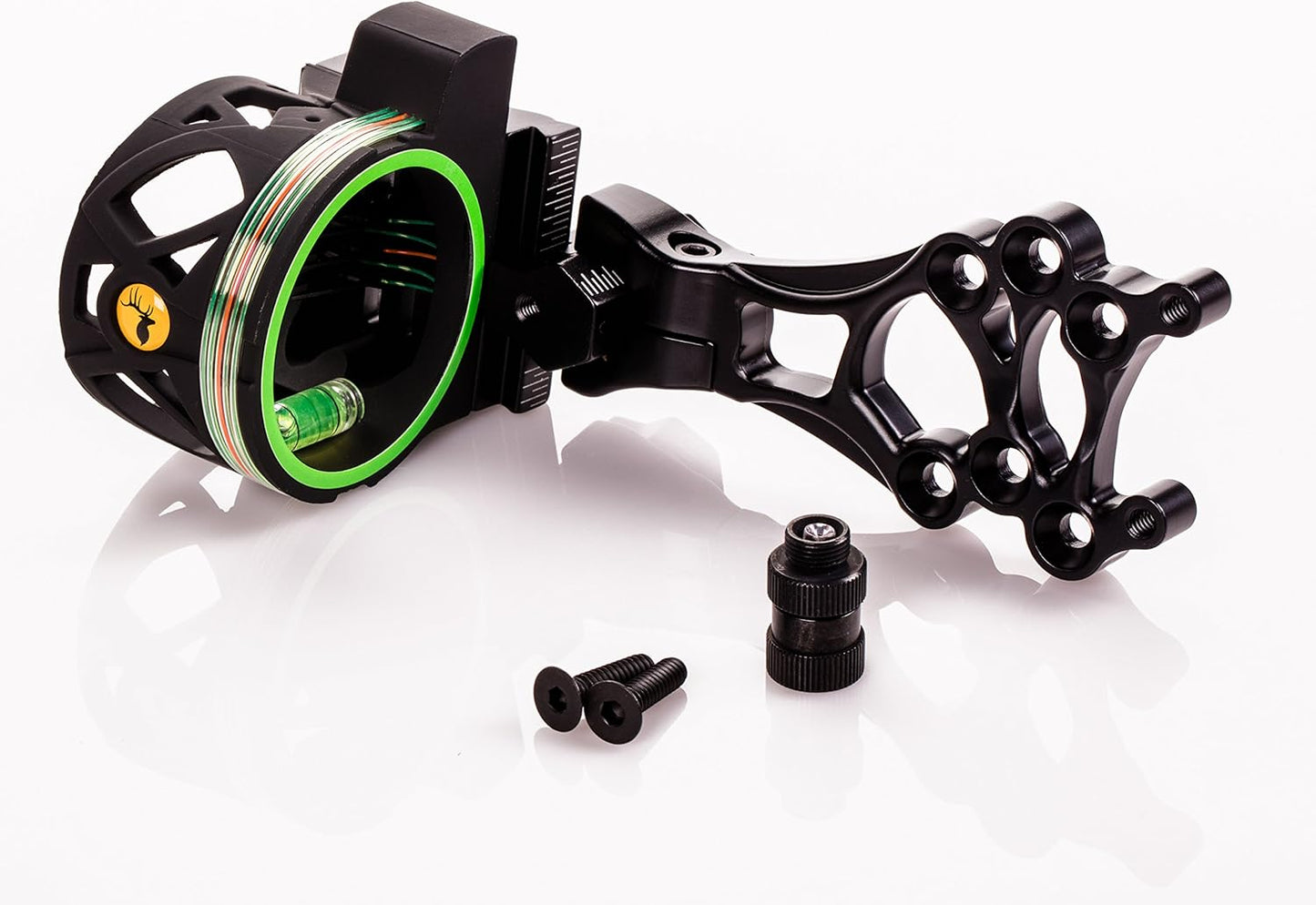 Trophy Ridge Volt 5 Pin Archery Bow Ambidextrous Sight - 5 Ultra-Bright Horizontal .019 Fiber Optic Pins, Bubble Level, Green Hood Accent for Quicker Sight Acquisition, Fiber Wrapped Pin Guard