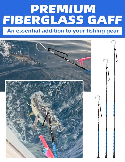 BLUEWING 5ft Heavy Duty Fiberglass Fishing Gaff with Stainless Steel Hook for Tuna Shark Marlin Big Game Saltwater Fish