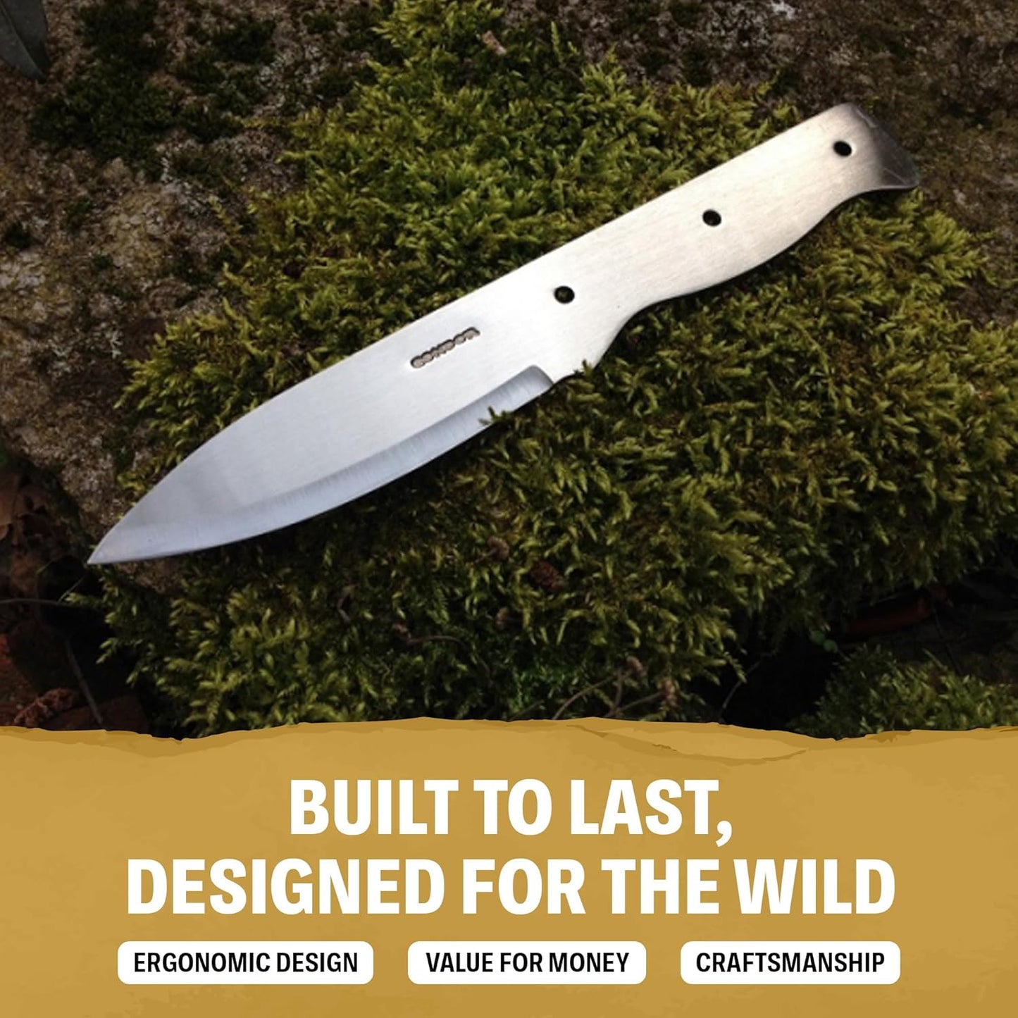 Condor Tool & Knife Bushlore Blade Blank - 1075 High Carbon Steel - Knife Blank with a Scandi Grind - Product is Sold Without Sheath - 4.3in Blade - 4.6oz