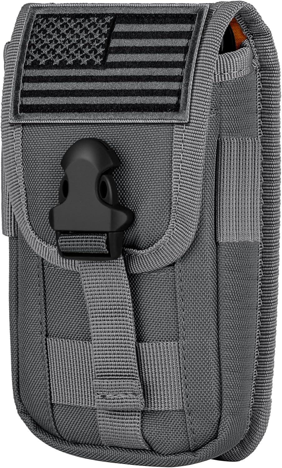IronSeals Tactical Phone Holster Pouch, Tactical Smartphone Pouches Cellphone Case Molle Gadget Bag Molle Attachment Belt Holder Waist Bag for 4.7"-6.9" with US Flag Patch for iPhone 16 Pro/15 Pro