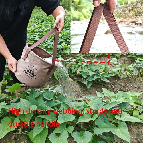 Outdoor Portable Folding Bucket, Picnic, Fishing Bucket, Water Bucket, Large Capacity Handheld Bucket, Suitable for Camping, Hiking, Water Filling, Vegetables and Fruits (Coffeecolour, 10L)