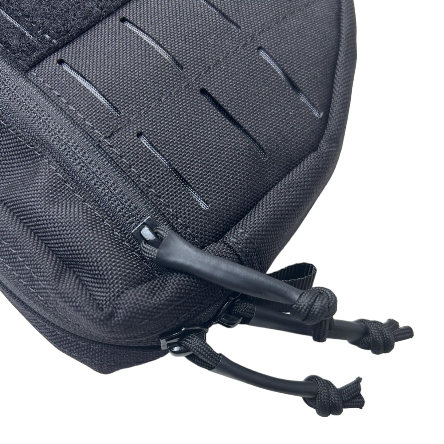 Tactical Pouch Front Pocket with Strap Attach 3 Color Admin Webbing MOLLE System Bag with Double Zipper Dump Pouch with Mesh Pocket Elastic Band Inside 9"×5.9"×1.3" (Black)