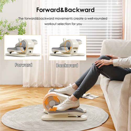 SogesGame Under Desk Elliptical Machine, Ellipse Leg Exerciser for Seniors, Portable Seated Pedal Exerciser with 12 Level Speeds, Manual & Auto Mode, LCD Display Monitor, Remote Control, White