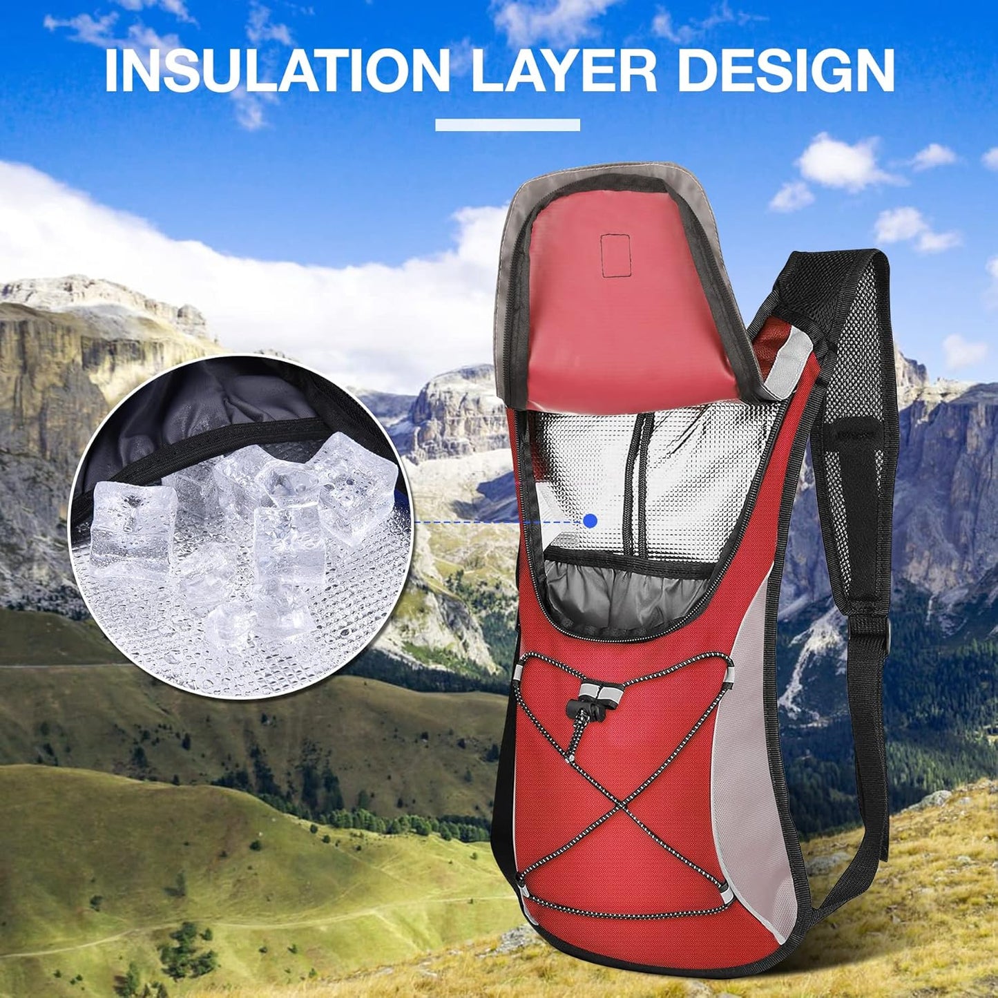 KUYOU Running Hydration Vest - Lightweight Insulated Hydration Backpack with 2L Water Bladder, Adjustable Chest Straps and Reflective Water Backpack for Trail Running Marathon Race Hiking Cycling